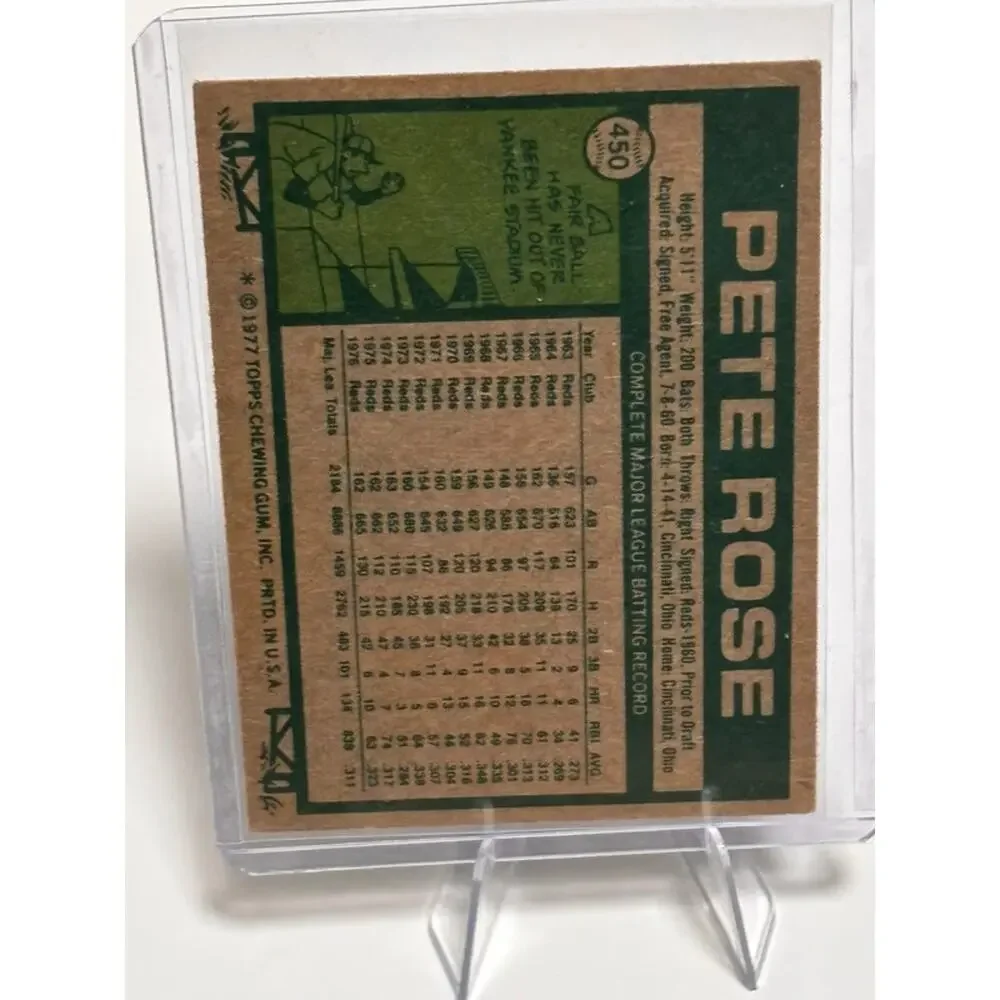 Topps 1977 Pete Rose #450 Cincinnati Reds MLB Vintage Baseball Base Set Card